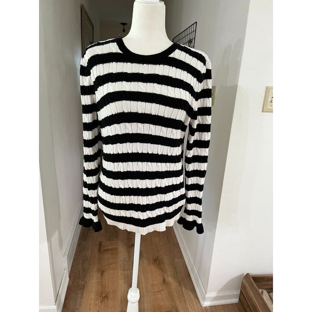 Lauren Ralph Lauren Black and White Striped Sweater